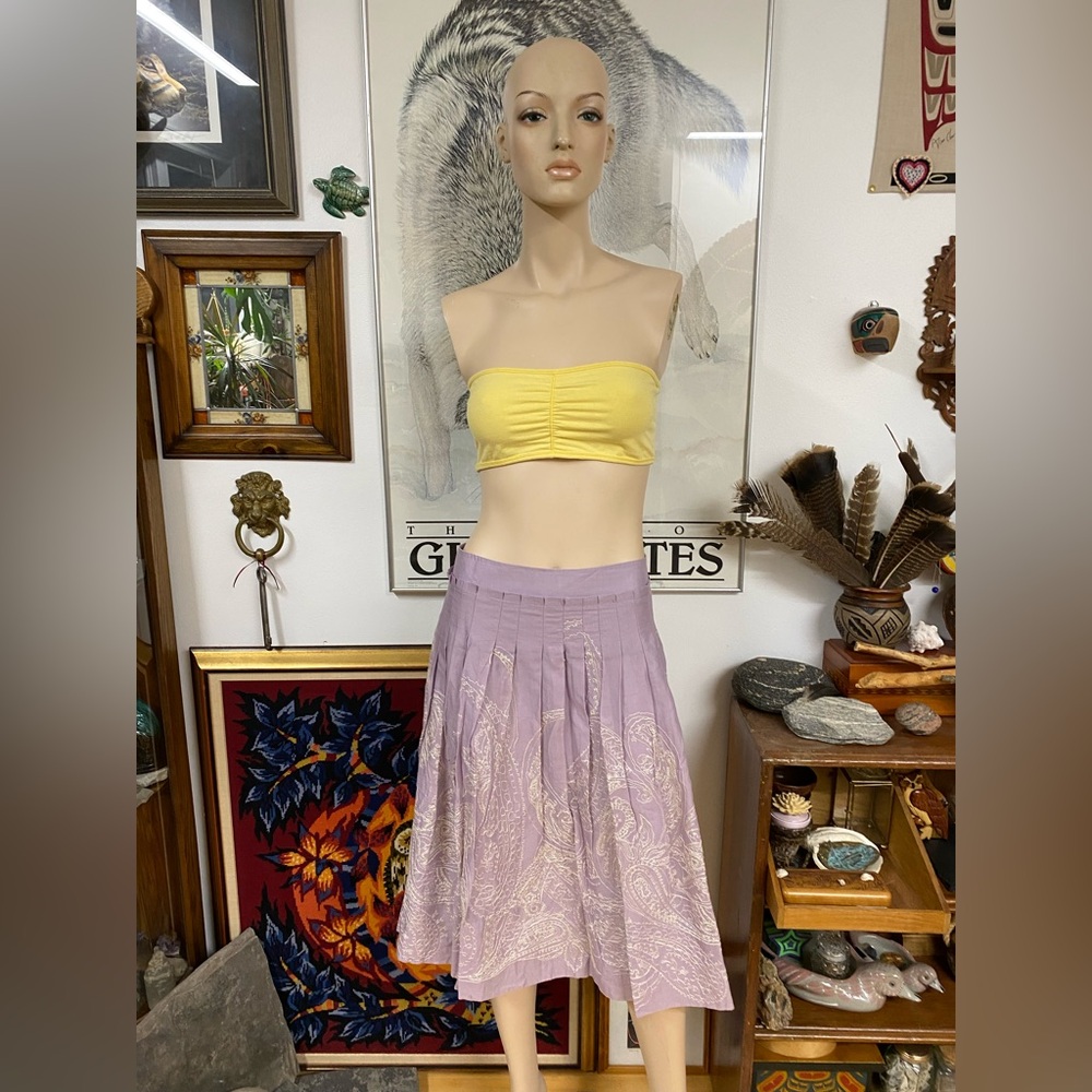 Lavender/Lilac Pleated Skirt with Embroidery